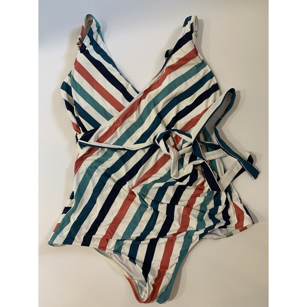 JESSICA REY ONE PIECE STRIPED SWIMSUIT WOMENS SIZE 1X LINED